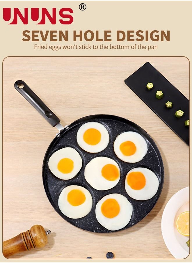 UNUNS - NonStick Egg Frying Pan,7-Cup Fried Pan,Cooker with Spatula and Brush,Egg Pan Suitable for Gas Stove & Induction Cooker - Image 1