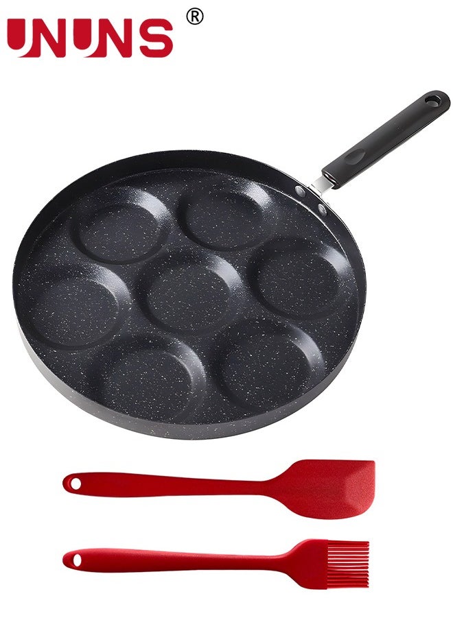 UNUNS - NonStick Egg Frying Pan,7-Cup Fried Pan,Cooker with Spatula and Brush,Egg Pan Suitable for Gas Stove & Induction Cooker - Image 1