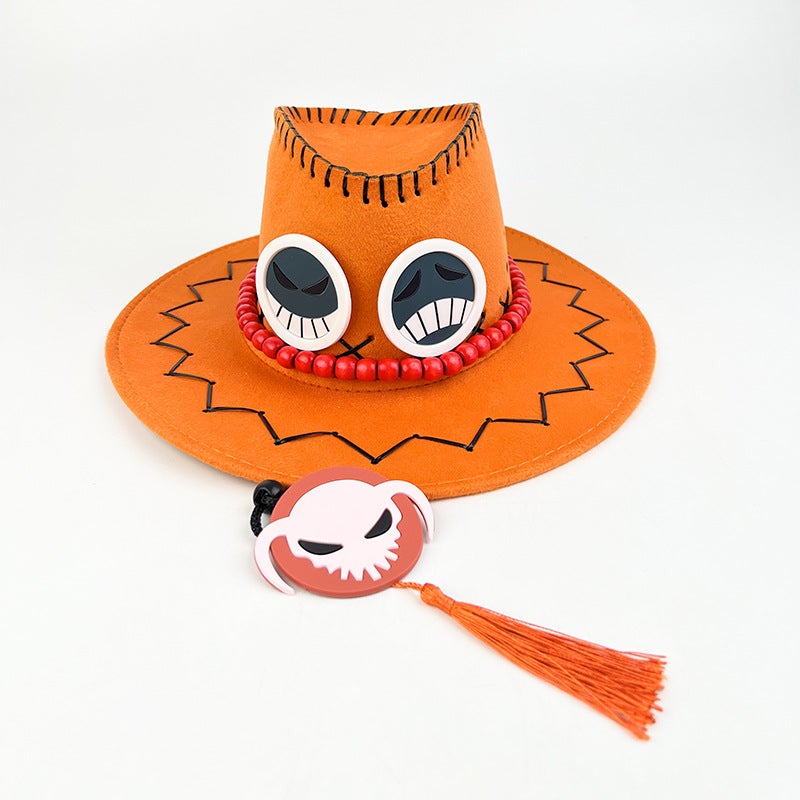 One Piece Fire Fist Ace Hat Men'S Trendy Western Cowboy Hat Animation Peripheral Cosplay Jazz Hat - Image 4