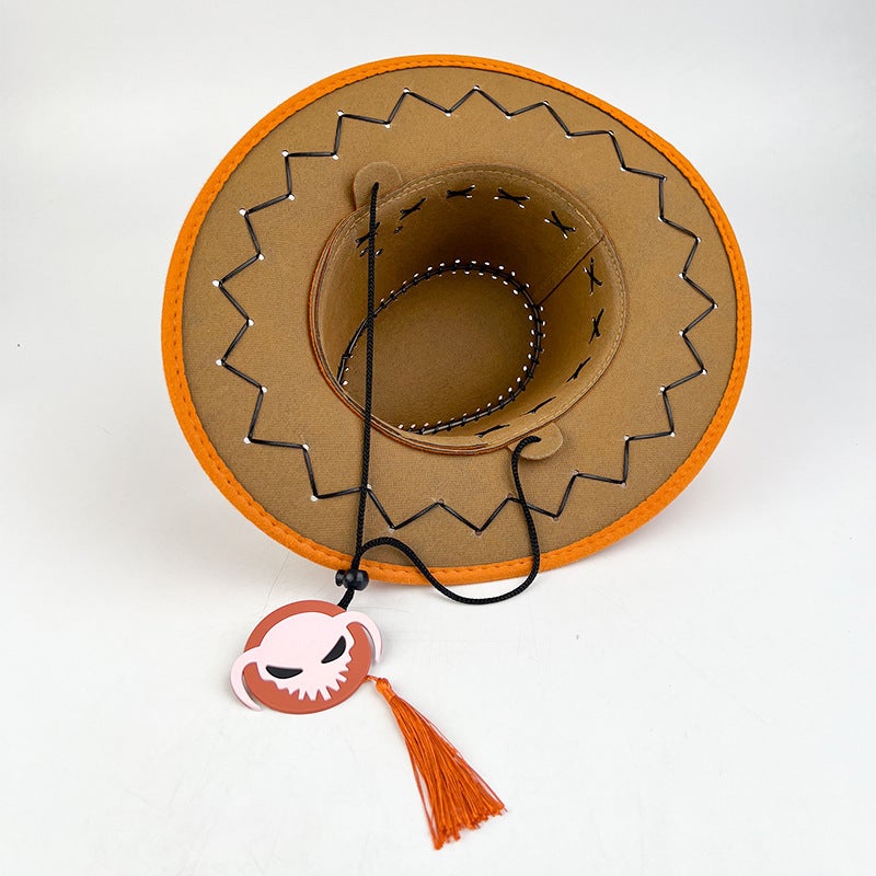 One Piece Fire Fist Ace Hat Men'S Trendy Western Cowboy Hat Animation Peripheral Cosplay Jazz Hat - Image 5