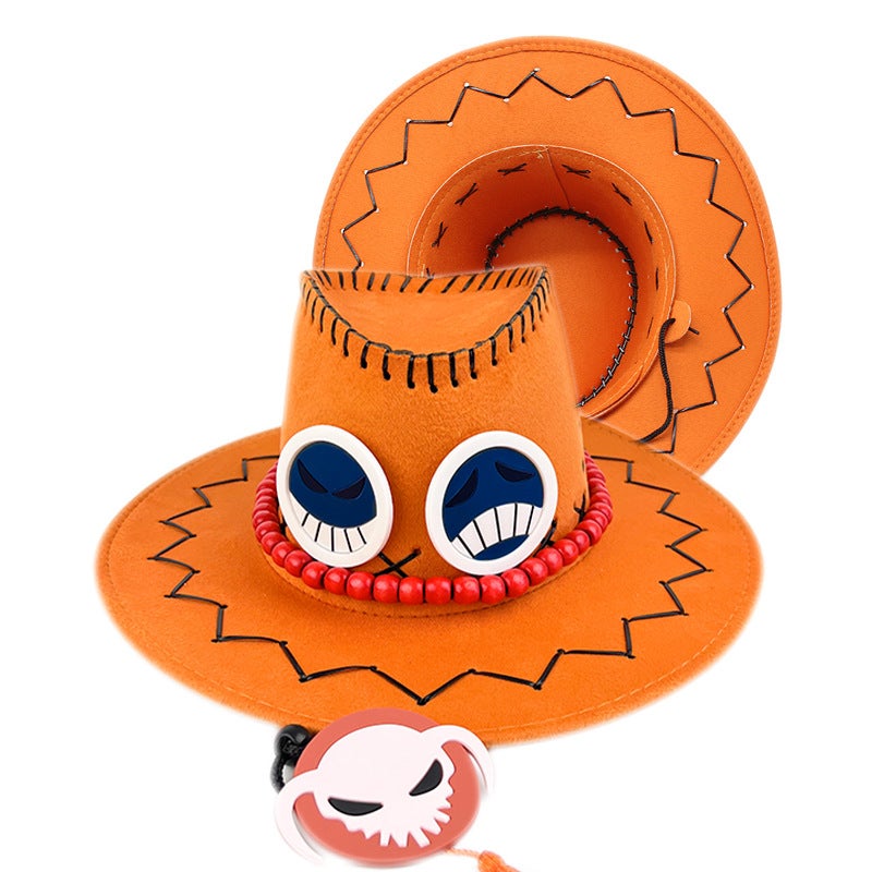One Piece Fire Fist Ace Hat Men'S Trendy Western Cowboy Hat Animation Peripheral Cosplay Jazz Hat - Image 1