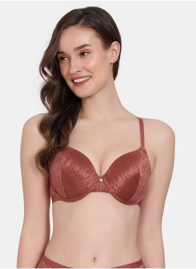 zivame Zivame Textured Padded Wired Bra with Hook and Eye Closure  - Image 1