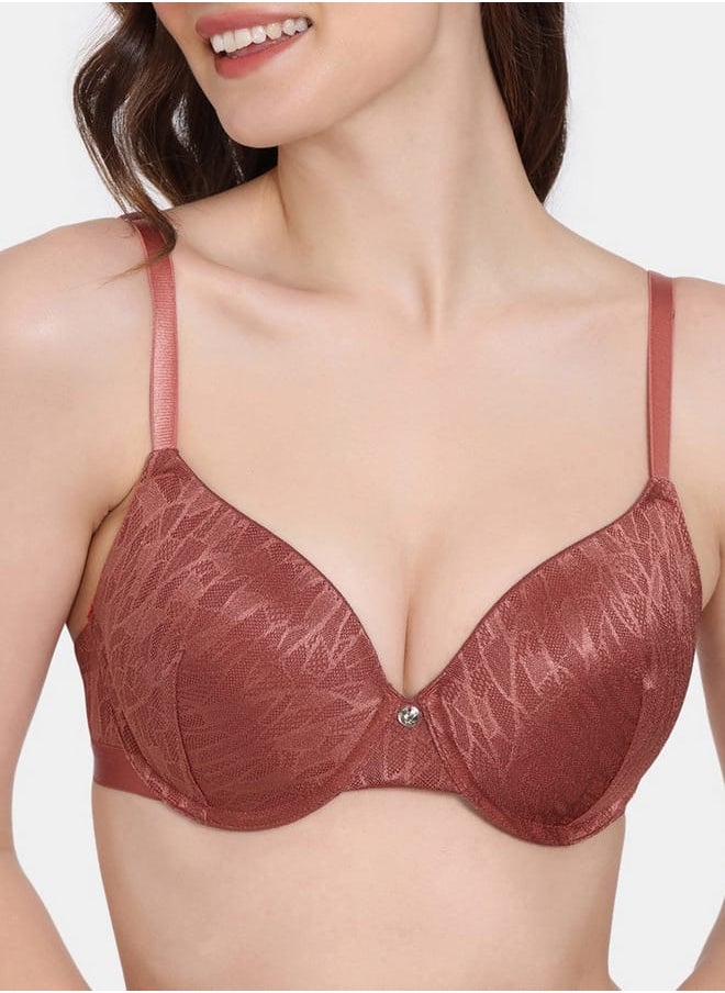 zivame Zivame Textured Padded Wired Bra with Hook and Eye Closure  - Image 4