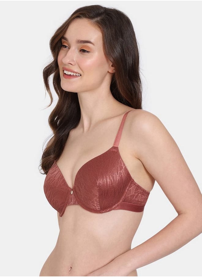 zivame Zivame Textured Padded Wired Bra with Hook and Eye Closure  - Image 3