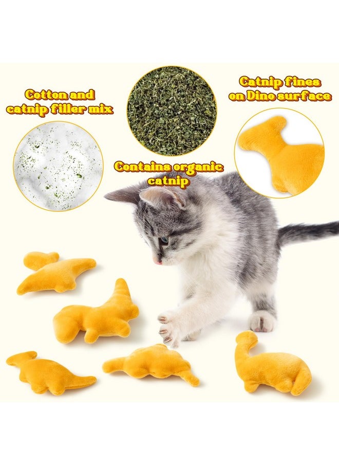 MALLMALL6 - Catnip Toys For Cat - 5Pcs Dino Nuggets Cat Toys, Dinosaur Chicken Nugget Catmint Interactive Gift For Indoor Cats, Plush Golden Cat Supplies, Chew Cat Toy Set, Cute Pet Gifts For Cat Lover - Image 1