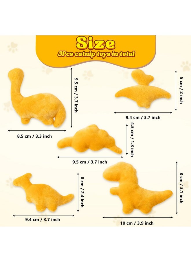 MALLMALL6 - Catnip Toys For Cat - 5Pcs Dino Nuggets Cat Toys, Dinosaur Chicken Nugget Catmint Interactive Gift For Indoor Cats, Plush Golden Cat Supplies, Chew Cat Toy Set, Cute Pet Gifts For Cat Lover - Image 1