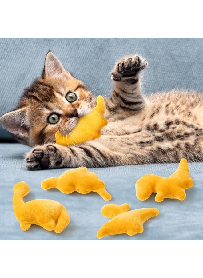 MALLMALL6 - Catnip Toys For Cat - 5Pcs Dino Nuggets Cat Toys, Dinosaur Chicken Nugget Catmint Interactive Gift For Indoor Cats, Plush Golden Cat Supplies, Chew Cat Toy Set, Cute Pet Gifts For Cat Lover - Image 1