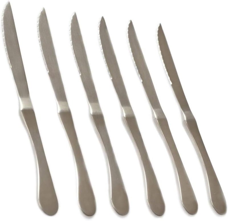 Knork 6-Piece Matte Original Stainless Steel Serrated Dinner Knives - Image 1