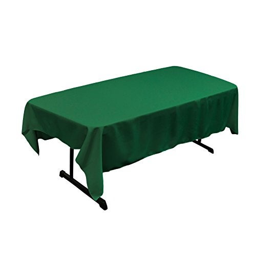 LA Linen Polyester Poplin Washable Rectangular Tablecloth, Stain and Wrinkle Resistant Table Cover 60x84, Fabric Table Cloth for Dinning, Kitchen, Party, Holiday 60 by 84-Inch, Emerald Green - Image 3