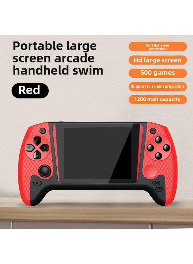 وحدة تحكم ألعاب صغيرة محمولة باليد Retro Arcade 500 في واحد مع عصا تحكم كبيرة الحجم وذاكرة الطفولة الحنين إلى الماضي - موديل الآلة: 【500 لعبة مدمجة】 أحادية اللون باللون الأحمر - Image 1