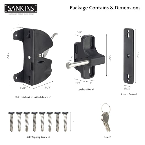 SANKINS Key Lockable Double Sided Gate Latch Fence Gate Locks for Outdoor Gates Self Locking Gate Latch Door Latch Fence Gate Latch Gate Hardware for Wood Vinyl Metal Gates Black - Image 3