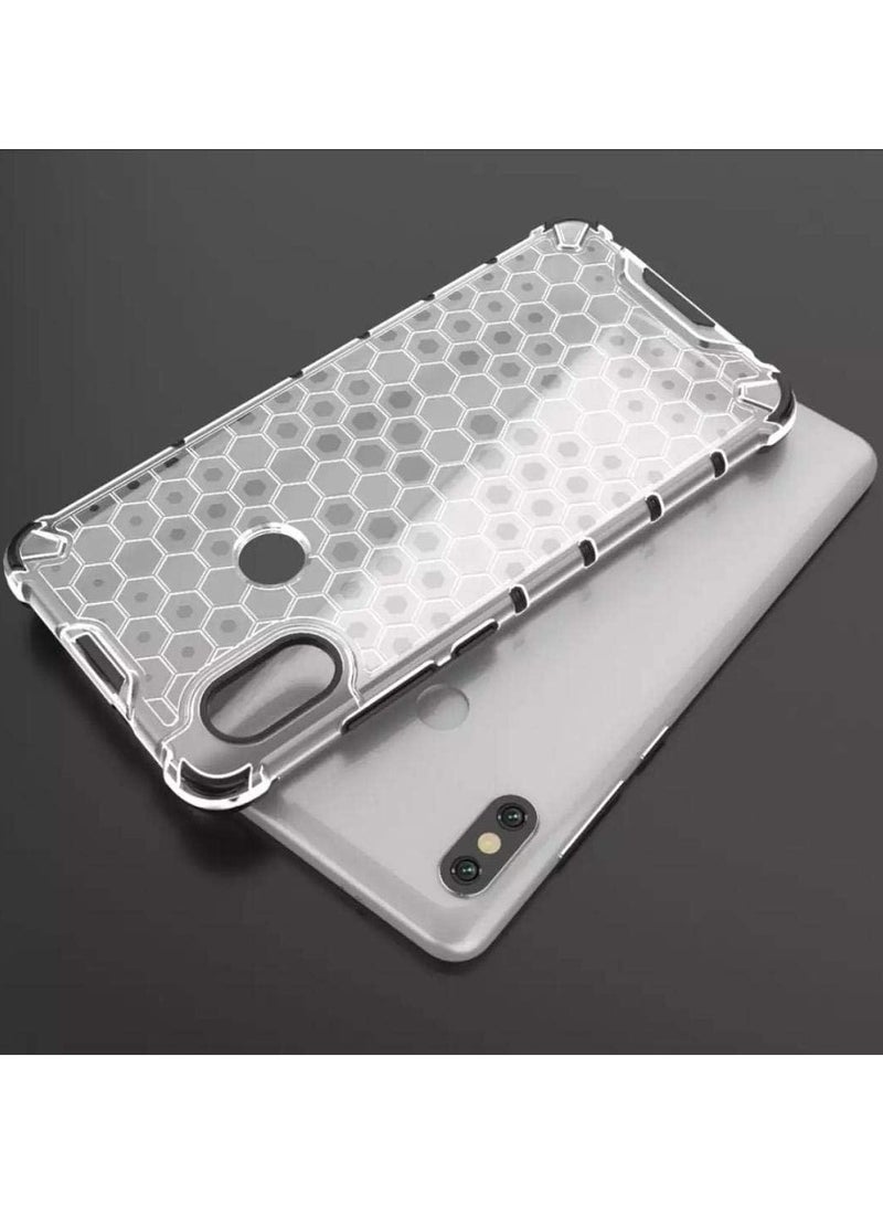 Case Cover Honeycomb Case Shockproof Camera Protection Cover Compatible with  Redmi Note 5 (White Clear) - Image 3