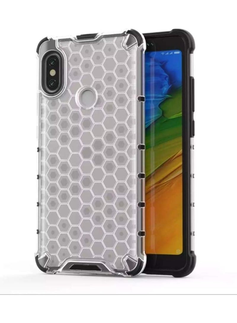 Case Cover Honeycomb Case Shockproof Camera Protection Cover Compatible with  Redmi Note 5 (White Clear) - Image 1