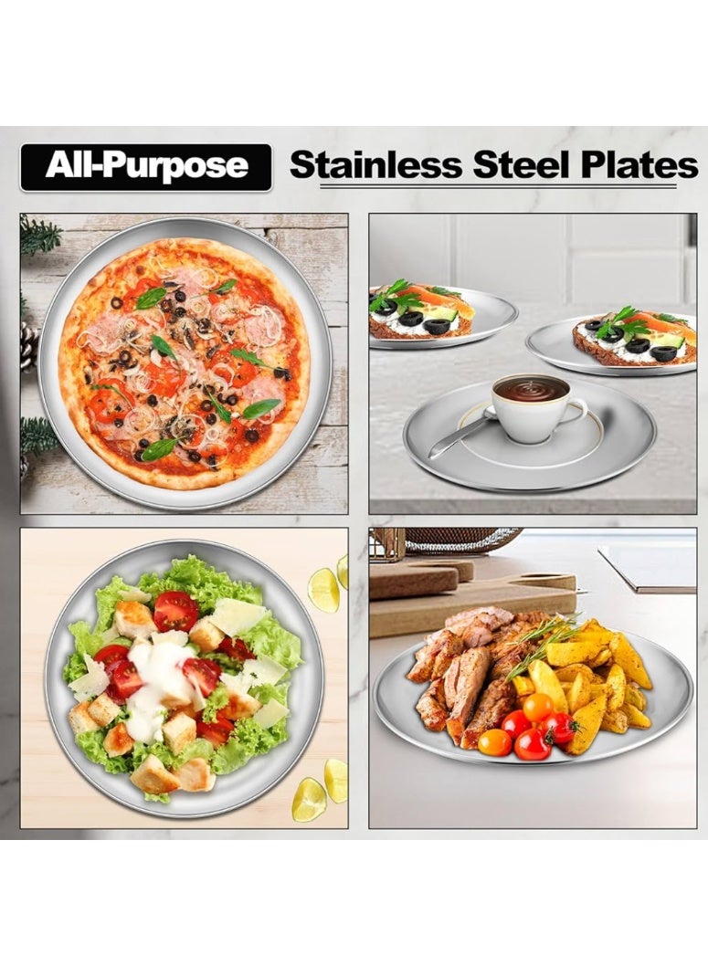 10pcs Stainless Steel Dinner Plates Set (20cm) – Lightweight&Durable Metal Serving Plates for Home, Camping & Everyday Use - Image 4