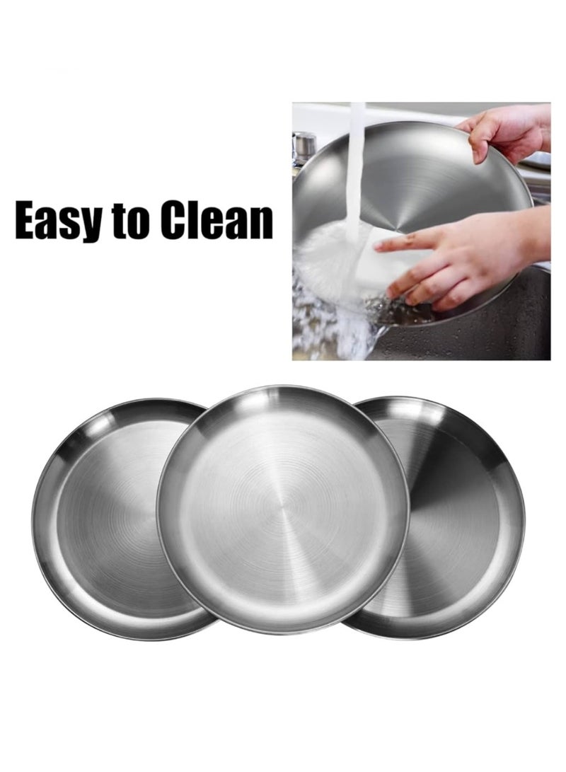 10pcs Stainless Steel Dinner Plates Set (20cm) – Lightweight&Durable Metal Serving Plates for Home, Camping & Everyday Use - Image 5