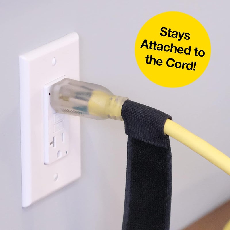 Wrap-It Storage Selfie Straps by - 6-inch (12-Pack) Black - Elastic Hook and Loop Cord Organizer Wraps for Phone Charger, Computer, Electrical Charging Cord and Cable Storage and Organization - Image 4