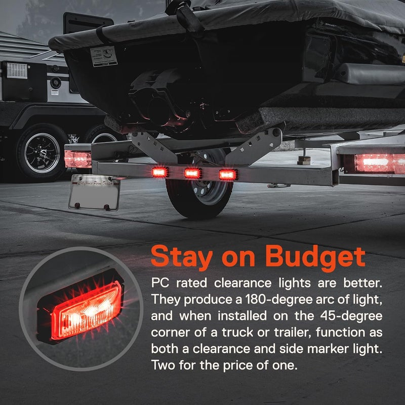 ONLINE LED STORE 4pc Red LED Trailer Marker Lights with Black Bezel - Image 3