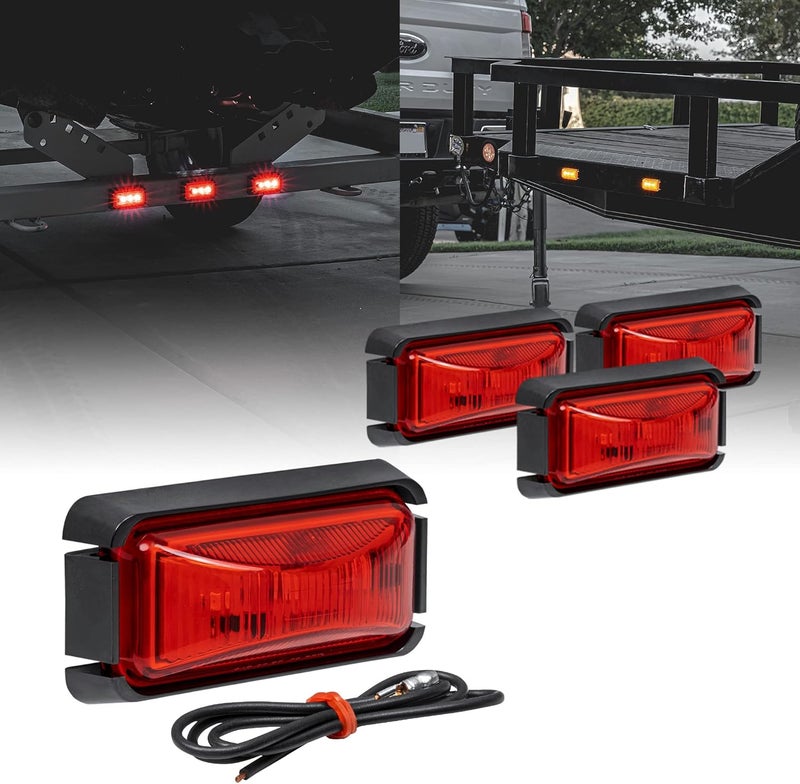 ONLINE LED STORE 4pc Red LED Trailer Marker Lights with Black Bezel - Image 1