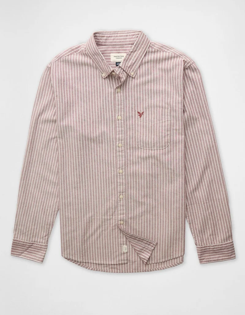 AE Everyday Striped Oxford Button-Up Shirt