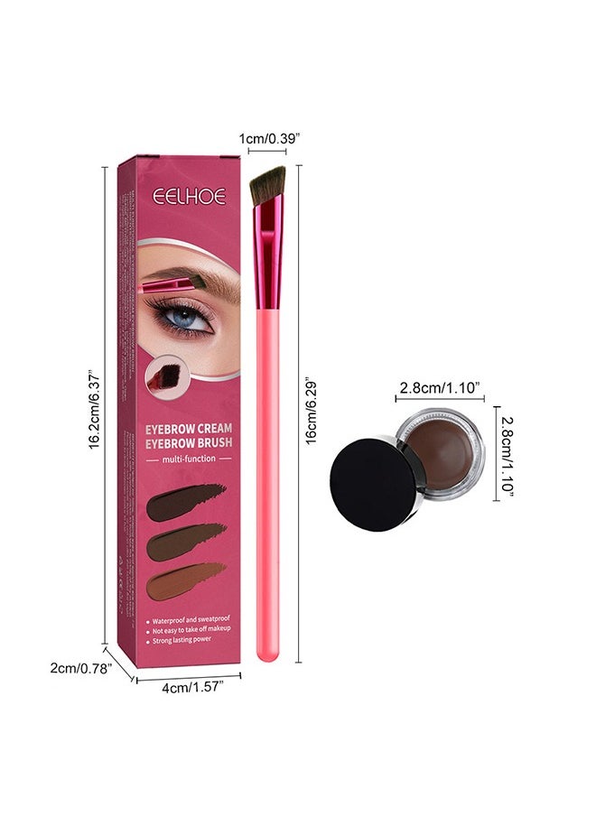 EELHOE - Eyebrown Cream Eyebrow Brush,Multi Functional Eyebrow Cream Eyebrow Brush Set,Waterproof Sweat Resistant,Natural Persistence,Reaching The Contour Effect Of Oblique Wild Eyebrow Eye Shadow,Suitable For Use In Makeup(#Dark Brown) - Image 1
