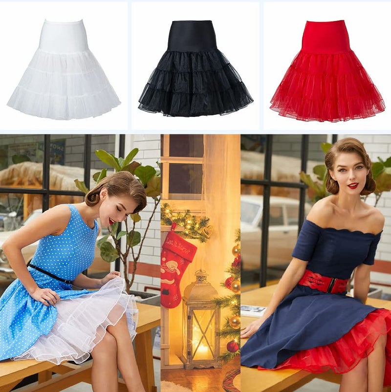 RULTA Women's 50s Vintage Petticoat 26" Crinoline Rockabilly Tutu Skirt Slip S-Lâ€¦ (US,X-Large, Black) - Image 2