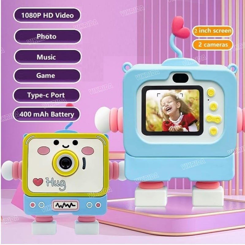 VikriDa Digital HD Video Recording Camera with Robot Shape Silicone Cover | Inbuilt in 5 Games | TFT Color Screen | Support 32GB SD Card Selfie Toys for Kids - Image 3