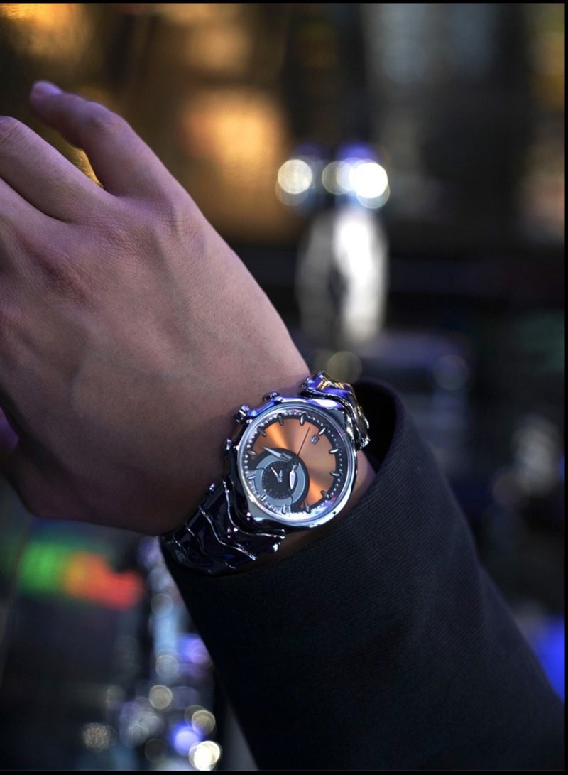 Creative Design Unique Decorative Dial Quartz Men Watches Special Shape Dial Silver Steel Mens Watches Clock  - Image 4