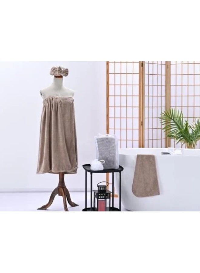 Women's Microfiber Bathrobe Set, 5 Pieces