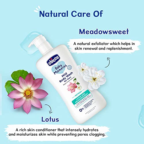 Chicco Baby Moments Mild Body Wash Refresh, New Advanced Formula with Natural Ingredients, No Tears & Soap-Free, Mild formula for Baby’s Body wash, No Phenoxyethanol and Parabens (200ml) - Image 5