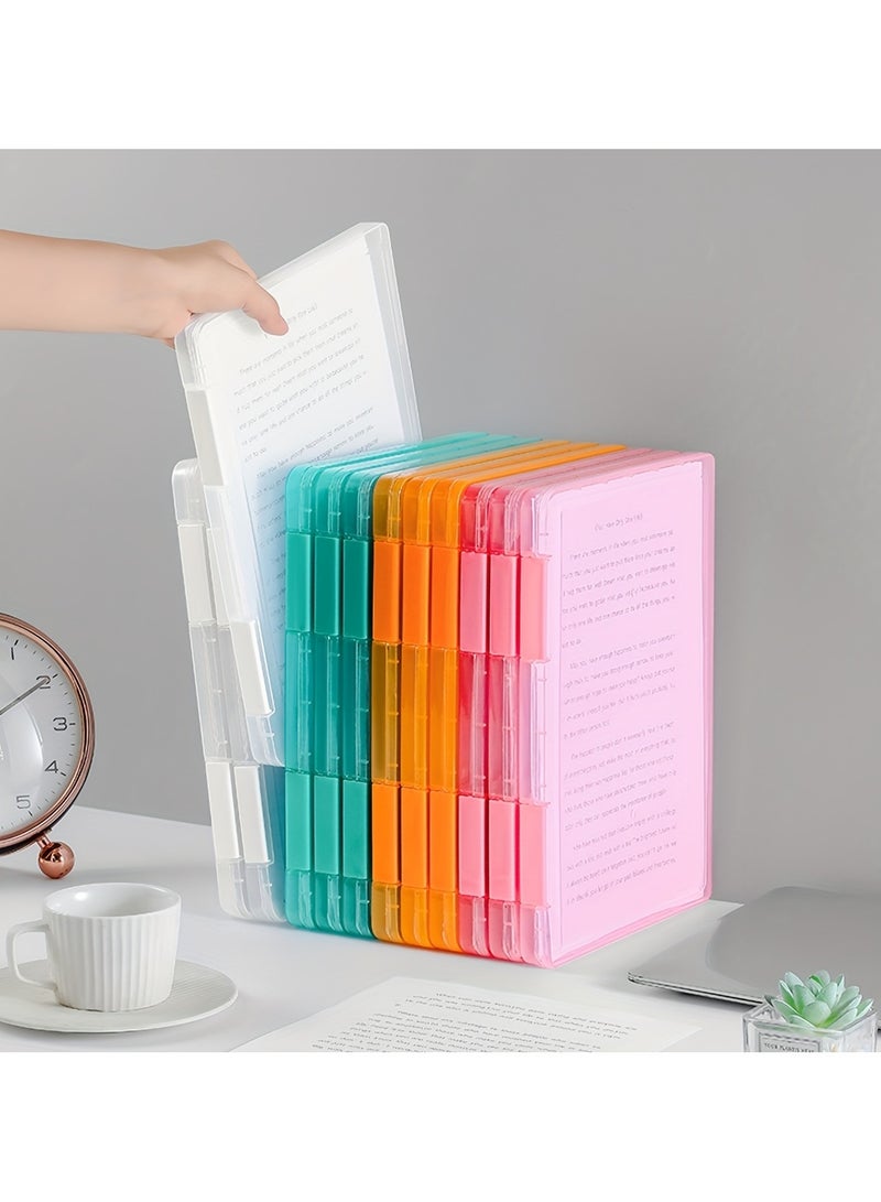 صندوق منظم ملفات بلاستيكي من 4 قطع بحجم A4 - تخزين شفاف من البولي بروبيلين مع فواصل من 5 طبقات، مقاوم للماء وقابل للحمل للمدرسة/المكتب/السجلات الطبية (مقاس الرسالة 12 بوصة × 9 بوصة × 0.8 بوصة)، يحمل 500 ورقة في كل صندوق - Image 3