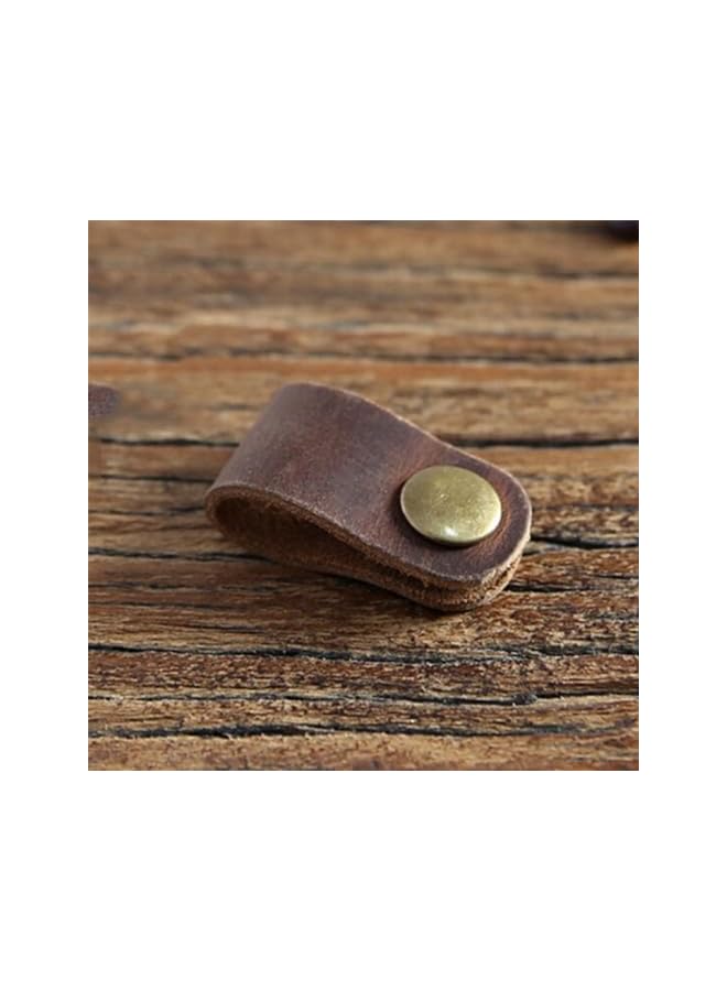 Green Tiger Leather Cable Straps, 10 Pcs Cord Organizer, Cable Keeper USB Holder, Earphone Winder with Leather Handmade, Brown - Image 3