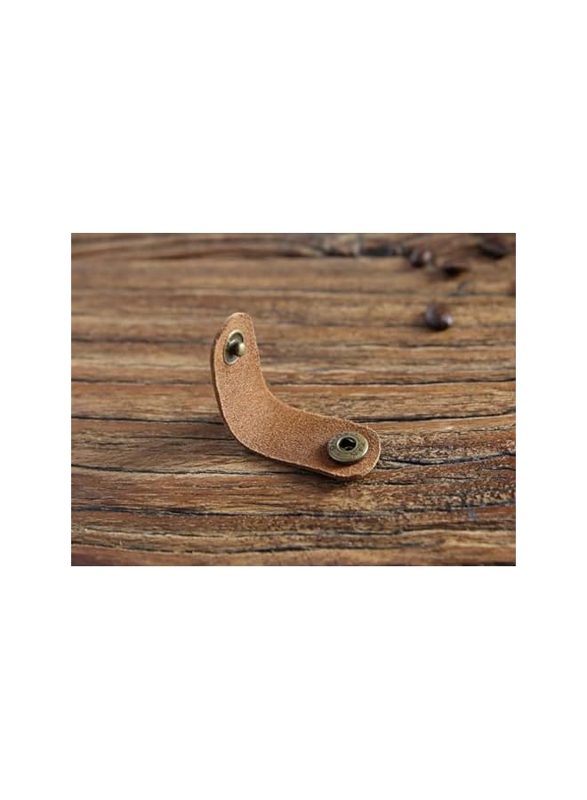 Green Tiger Leather Cable Straps, 10 Pcs Cord Organizer, Cable Keeper USB Holder, Earphone Winder with Leather Handmade, Brown - Image 5