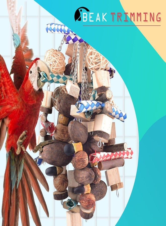 Bissap Large Parrot Chew Toys, 20.8in Bird Parrot Hanging Bite Wooden Blocks Cage Fun Toy for Macaw African Greys Cockatoo Eclectus Budgies Parakeet Cockatiel ect Large Medium Birds - Image 4