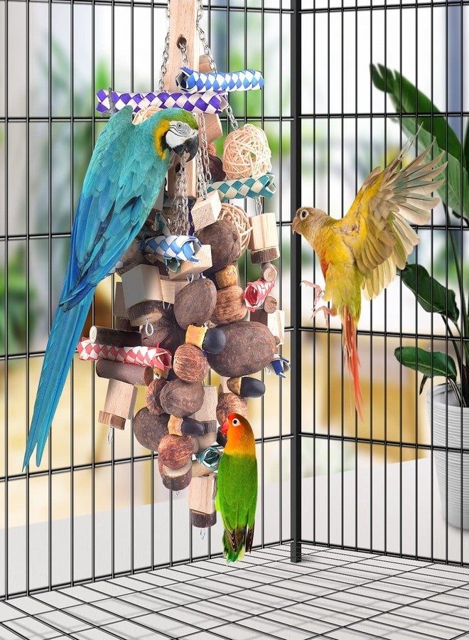 Bissap Large Parrot Chew Toys, 20.8in Bird Parrot Hanging Bite Wooden Blocks Cage Fun Toy for Macaw African Greys Cockatoo Eclectus Budgies Parakeet Cockatiel ect Large Medium Birds - Image 3
