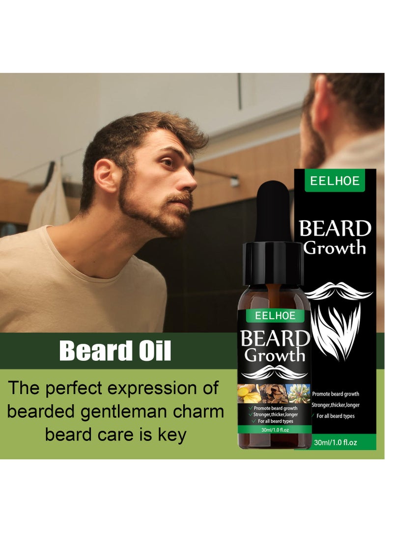 EELHOE - NEW Beard Hair Growth Essential Oil Anti Hair Loss Product Natural Mustache Regrowth Oil for Men Nourishing Beard Care Roller - Image 1