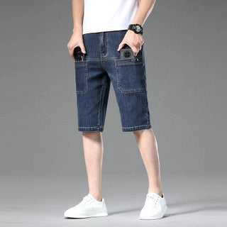 Four Seasons regular six-pocket cropped jeans mens stretch trendy fashionable loose casual breathable autumn Internet celebrity Middle pants 8027 dark blue shorts - pzsku/Z81AE228A9A07F10085DFZ/45/1746223635/24d113d5-176a-4ff1-9460-a8126b3c6877