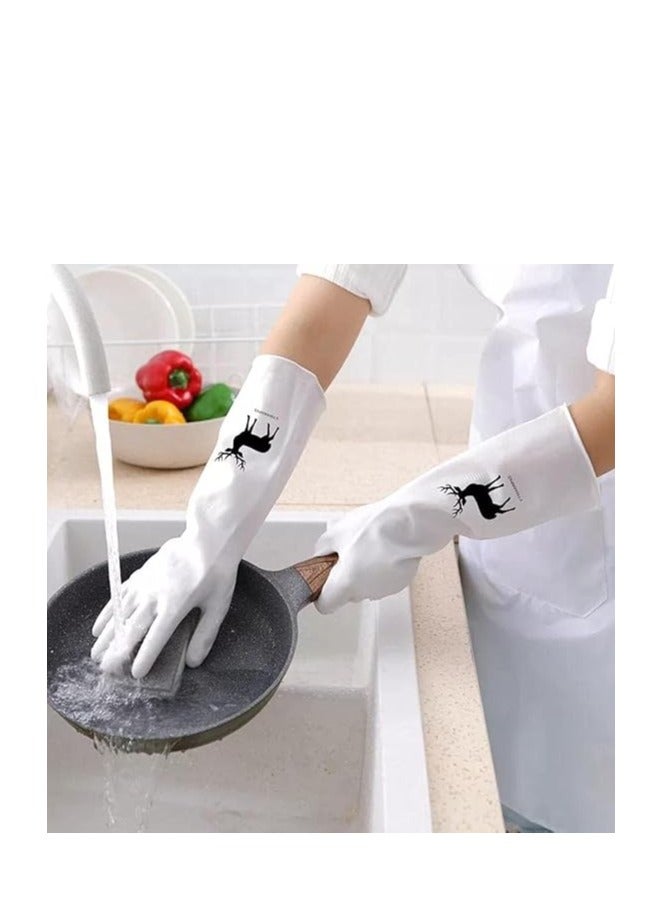 Transparent Kitchen Wash Dishes Cleaning Gloves, Waterproof Long Sleeve Rubber Latex, Non-slip, Wear-resistant Household Tools (Assorted Colors)  - Image 2