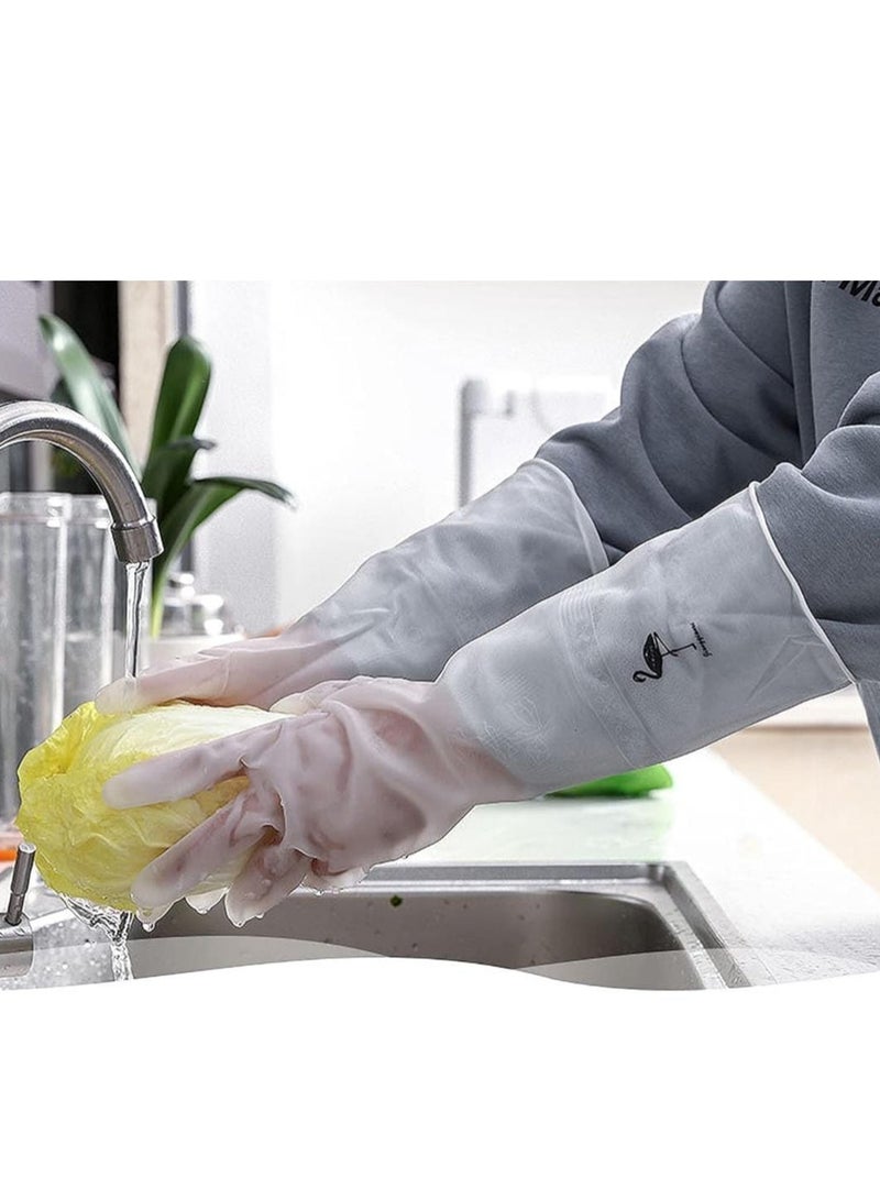Transparent Kitchen Wash Dishes Cleaning Gloves, Waterproof Long Sleeve Rubber Latex, Non-slip, Wear-resistant Household Tools (Assorted Colors)  - Image 3