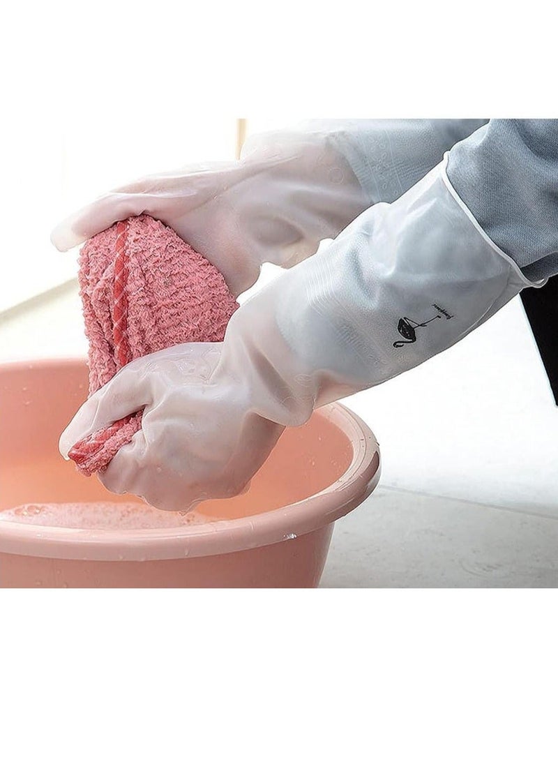 Transparent Kitchen Wash Dishes Cleaning Gloves, Waterproof Long Sleeve Rubber Latex, Non-slip, Wear-resistant Household Tools (Assorted Colors) - Image 4
