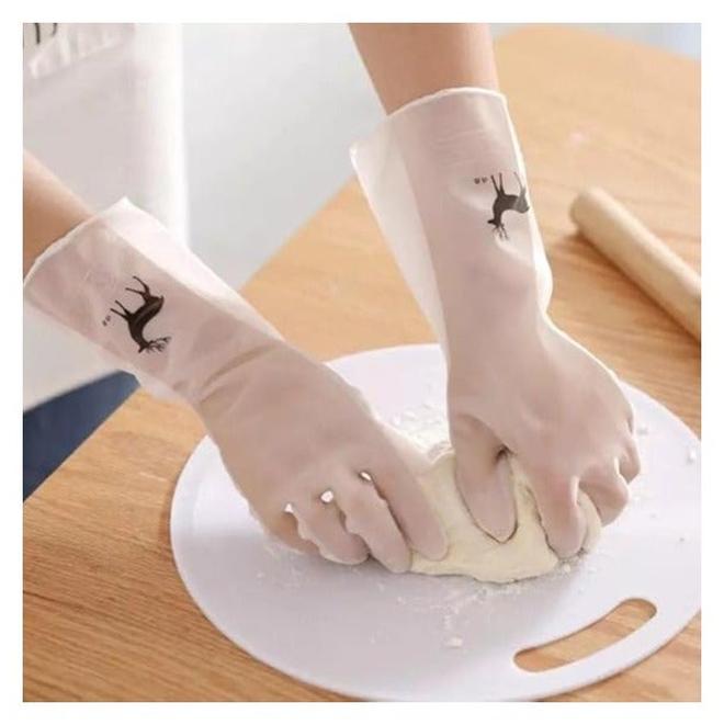 Transparent Kitchen Wash Dishes Cleaning Gloves, Waterproof Long Sleeve Rubber Latex, Non-slip, Wear-resistant Household Tools (Assorted Colors) - Image 1