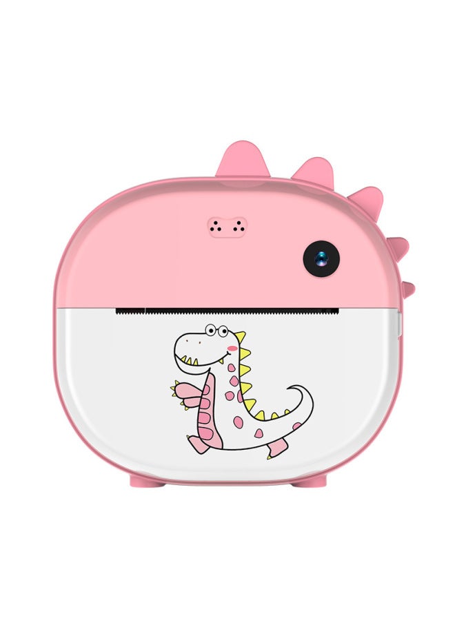 Children's Printable Camera Photographable And Photographable Toy Baby Girl Small Digital Camera Gift-Color:Pink-dinosaur - Comes Standard With 2 Rolls Of Printing Paper (no Memory Card) - Image 1
