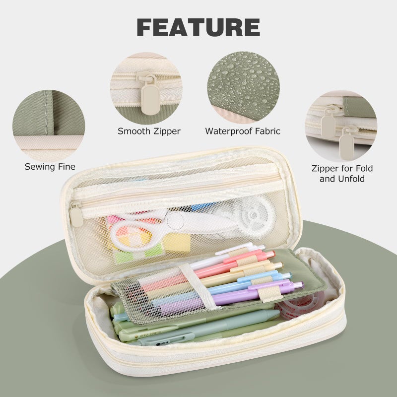 FAMOMI Large Capacity Pencil Case with Zipper, Aesthetic Pencil Pouch, Portable Stationery Organizer Bag for Teen and Adults, Big Pencil Bag for College, Office, Travel - Image 5