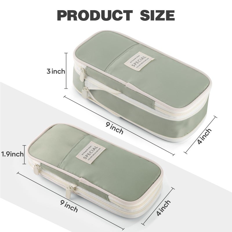 FAMOMI Large Capacity Pencil Case with Zipper, Aesthetic Pencil Pouch, Portable Stationery Organizer Bag for Teen and Adults, Big Pencil Bag for College, Office, Travel - Image 2