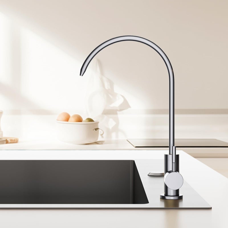 AULEEND Brass Reverse Osmosis Faucet, Sink Water Filter System, Suitable for Most Reverse Osmosis or Water Filtration Systems, Kitchen Bar Sink Drinking Water Faucet (Chrome) - Image 4