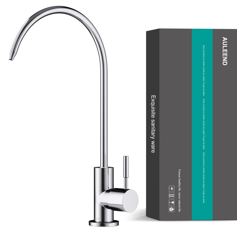 AULEEND Brass Reverse Osmosis Faucet, Sink Water Filter System, Suitable for Most Reverse Osmosis or Water Filtration Systems, Kitchen Bar Sink Drinking Water Faucet (Chrome) - Image 1