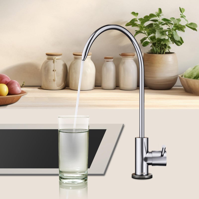 AULEEND Brass Reverse Osmosis Faucet, Sink Water Filter System, Suitable for Most Reverse Osmosis or Water Filtration Systems, Kitchen Bar Sink Drinking Water Faucet (Chrome) - Image 5