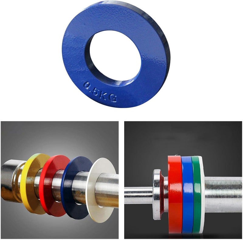 كلاراكو أقراص أولمبية ملونة من الفولاذ، أوزان جزئية صغيرة جدًا (0.25 كجم، 0.5 كجم، 0.75 كجم، 1 كجم)، أقراص أوزان خفيفة، أقراص أوزان متدرجة، معدات رياضية - Image 2