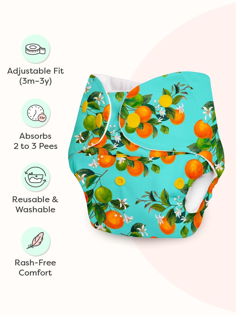 Superbottoms حفاضات قماش متقدمة مضادة للتسرب من سوبر بوتومز للأطفال، ماصة عالية 100% قطن، حزمة كومبو تحتوي على 4 حفاضات قابلة لإعادة الاستخدام و4 وسادات إدخال قابلة للغسل، مناسبة من 3 أشهر إلى 3 سنوات، تقلل من الطفح الجلدي - Image 3
