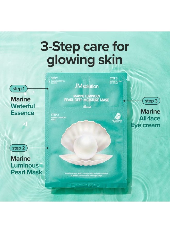 JMsolution JMsolution Marine Luminous Pearl Deep Moisture 3 Step Skin Care Face Mask - Korean Skincare - boosting Brightening Moisturizing-10 Sheets for Dry Skin  - Image 4