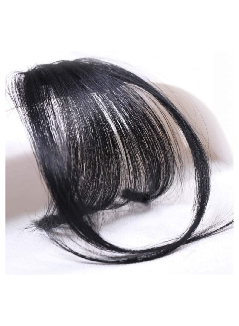 Estelle Human Hair Air Bangs Clip in Bangs Hair Extensions with Temples One Piece Clip on Front Bangs Hairpiece 100% Human Real Hair Fringe for Women (Natural Black) - Image 4